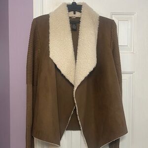 Brown and Cream Women's Jacket